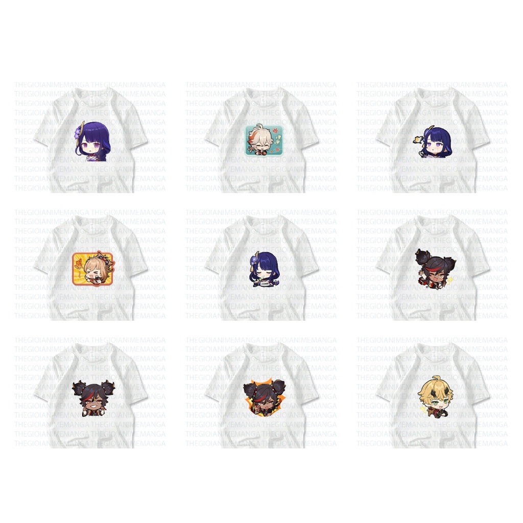 Áo thun phông trắng in hình NHÂN VẬT GENSHIN IMPACT game chibi anime M5 thời trang cá tính vải đẹp