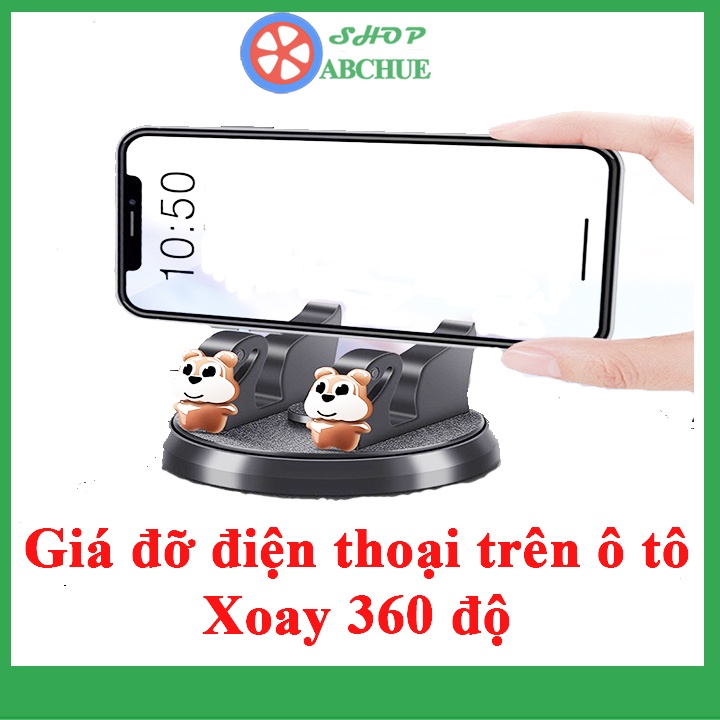 Giá đỡ điện thoại xoay 360 trên ô tô hình thú dễ thương