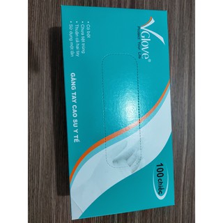 Hộp găng tay y tế Latex Vglove có bột Khải Hoàn, 1 hộp 100 cái