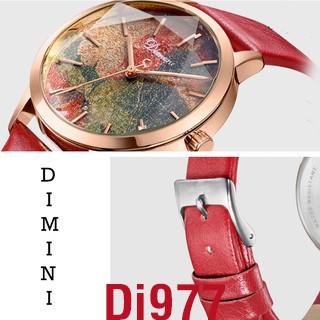 Đồng hồ nữ DIMINI dây da mặt vát 3D độc đáo Thiết kế sang trọng tinh tế màu ngẫu nhiên combo 3