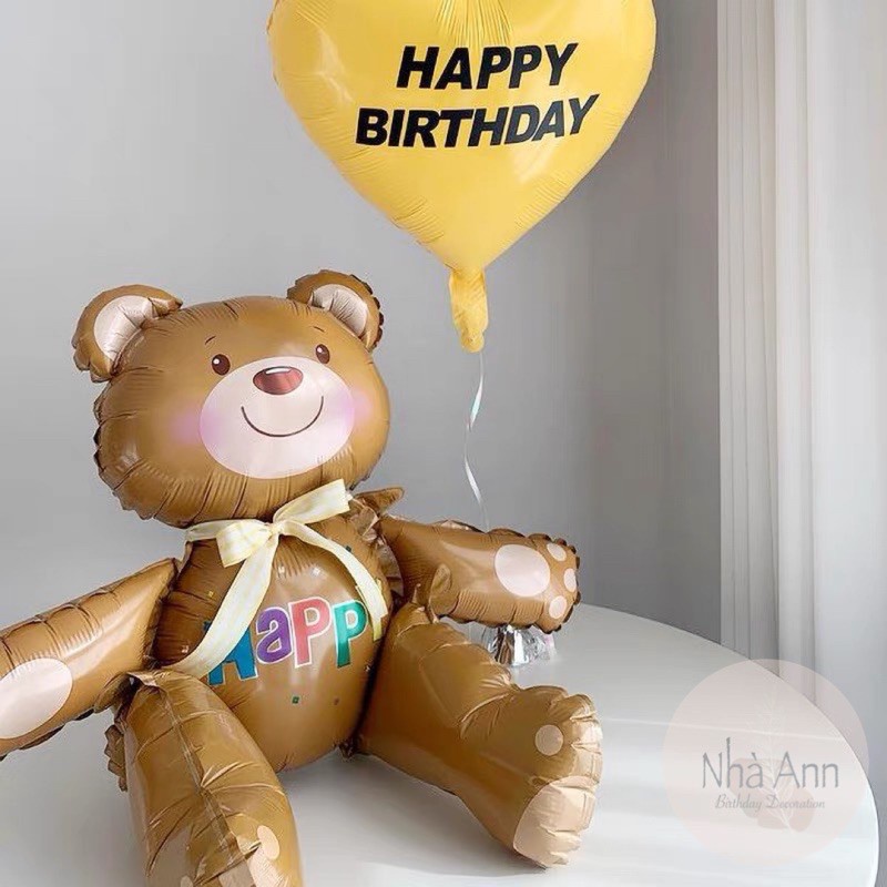 (Size đại) Bong bóng gấu Happy nâu 3D trang trí sinh nhật - Bóng gấu nâu 3D size đại trang trí sinh nhật sự kiện