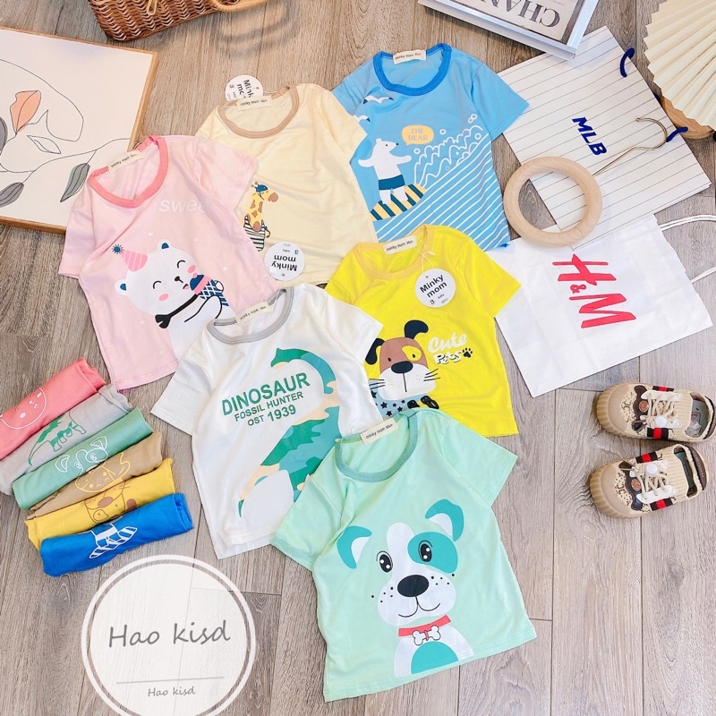 NT063 BỘ CỘC, ĐÙI, NGẮN TAY THUN LẠNH MINKY MOM PHỐI HÌNH CON VẬT DỄ THƯƠNG CHO BÉ TRAI, BÉ GÁI, BÉ SƠ SINH