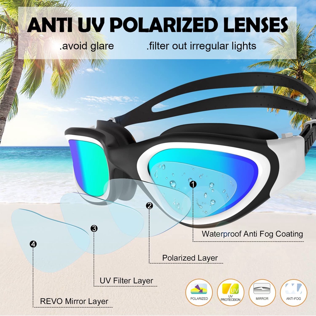 Kính bơi WINMAX chống tia UV/sương mù/thấm nước có thể điều chỉnh chuyên dụng cho người lớn