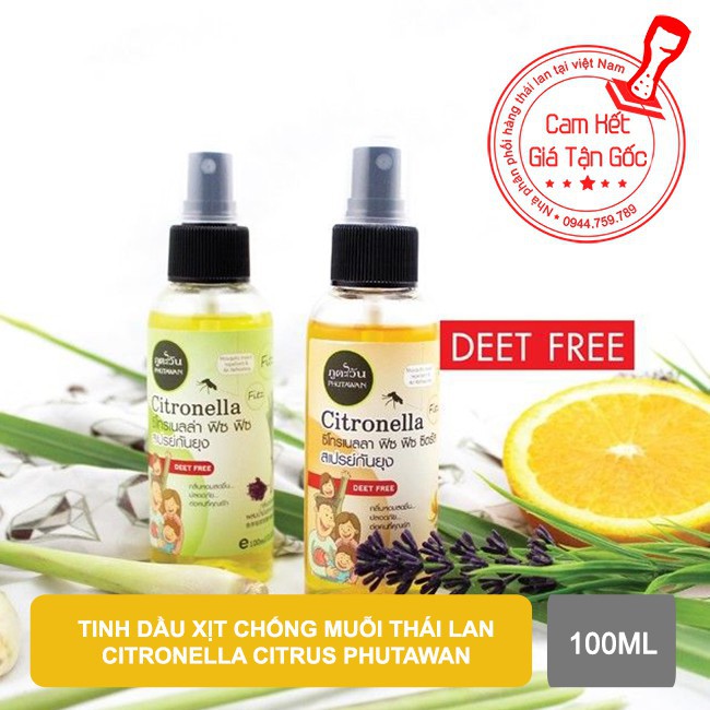 Tinh Dầu Xịt Chống Muỗi CITRONELLA Citrus PHUTAWAN 100ml - Thái Lan