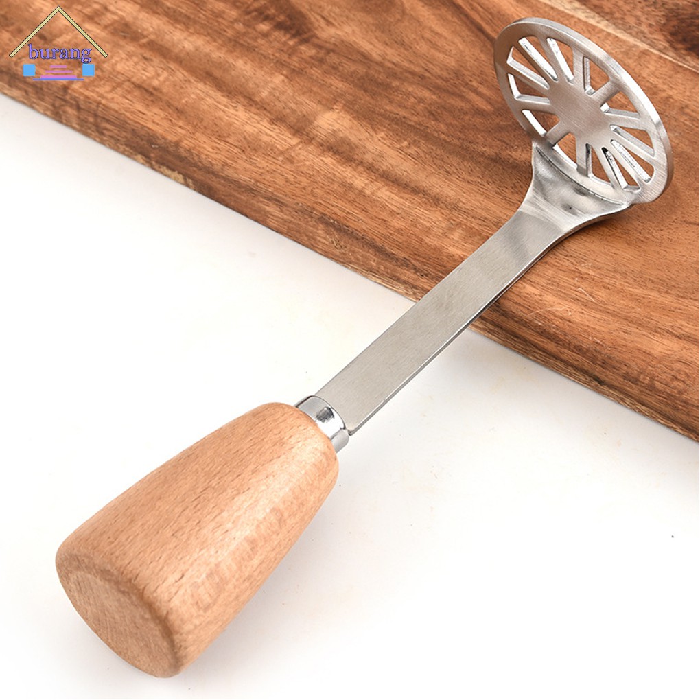 Dụng cụ nghiền khoai tây bằng thép không gỉ và tay cầm bằng gỗ tiện dụng
