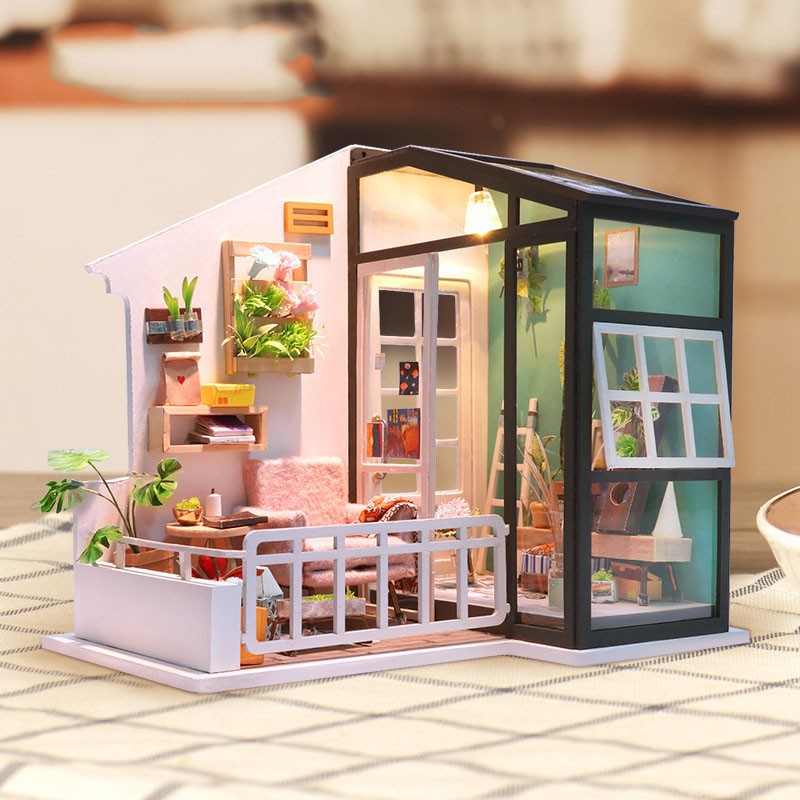 Đồ Chơi Lắp Ráp Bằng Gỗ 3D Mô Hình Nhà Tí Hon Day Dreaming Balcony DGM05 (Kèm Đèn Led)