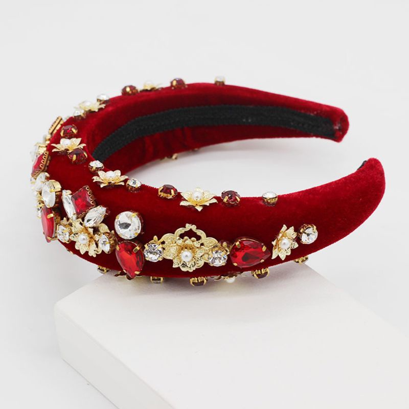 Băng Đô Cài Tóc Đính Đá &amp; Ngọc Trai Nhân Tạo