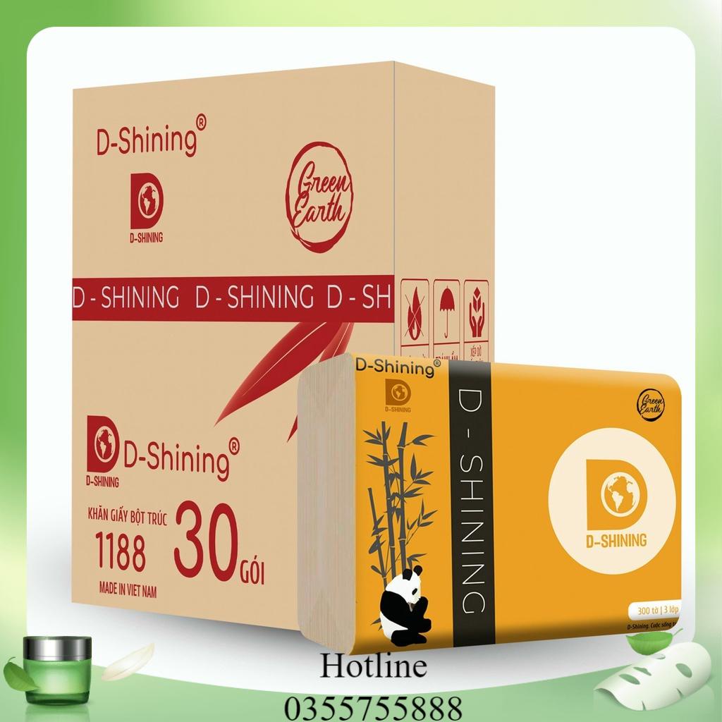 Thùng 30 Khăn giấy bột trúc tự nhiên D – Shining (3 lớp *300 tờ) Hàng Việt Nam