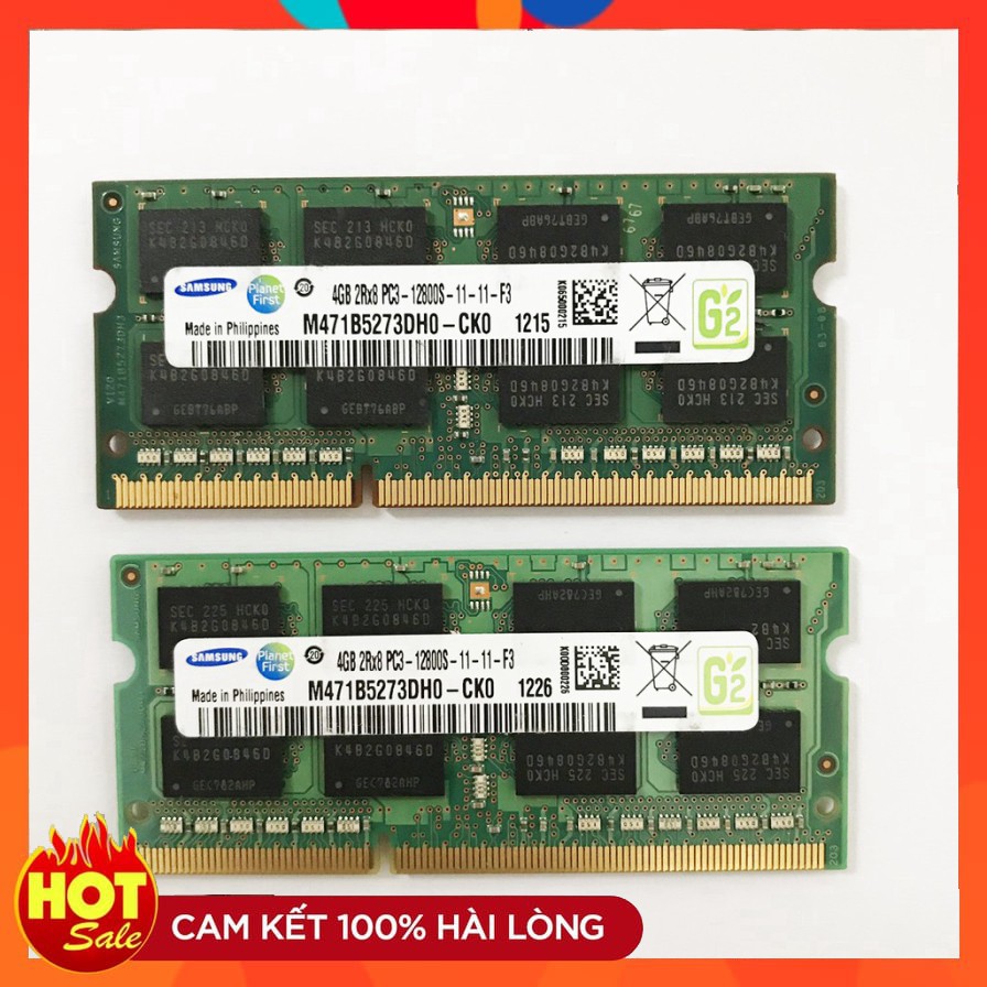 Ram laptop  Samsung/Hynix/Kingston(Nhiều hãng) DDR3 8GB bus 1600 PC3 12800s