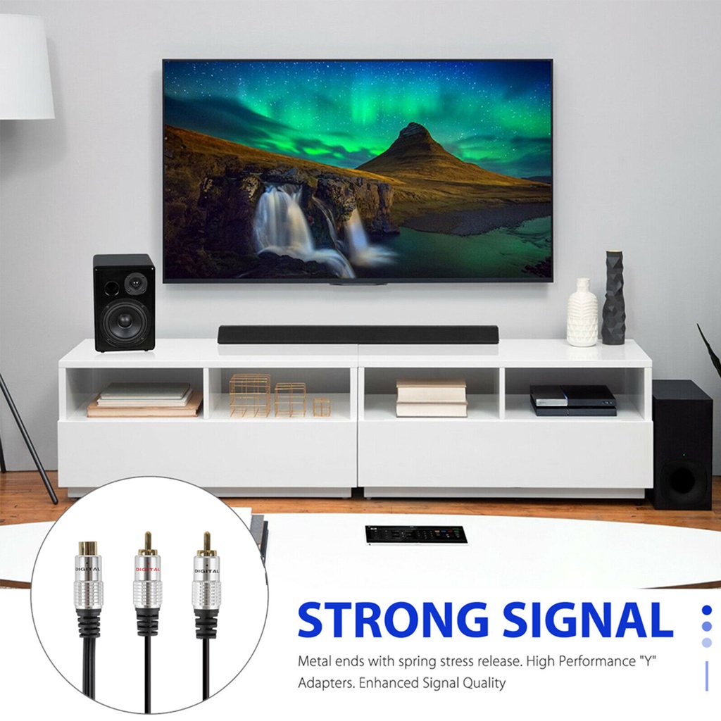 Dây cáp chia cổng âm thanh từ 2 RCA sang 1 cổng cắm chữ Y tiện dụng