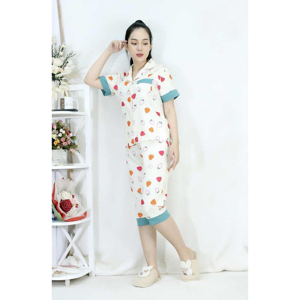 [HÌNH THẬT 100%] Bộ đồ Pijama nữ lửng họa tiết  HỌA TIẾT QUẢ DÂU - vải siêu lụa cao cấp - Cực Kì Sang Chảnh | BigBuy360 - bigbuy360.vn