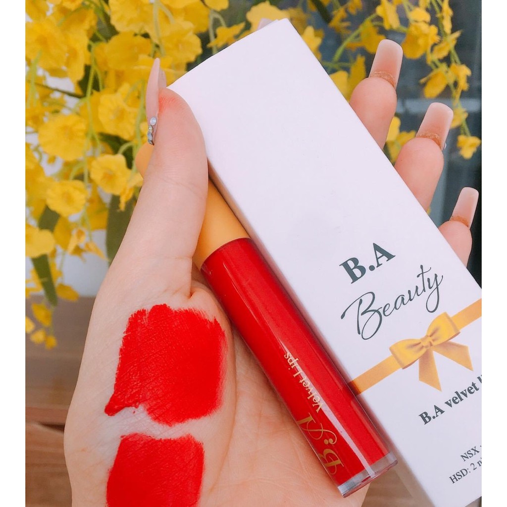 [Đỏ Cam] Son Kem Lì Nắp Vàng Cao Cấp B.A Màu Đỏ Cam | BigBuy360 - bigbuy360.vn