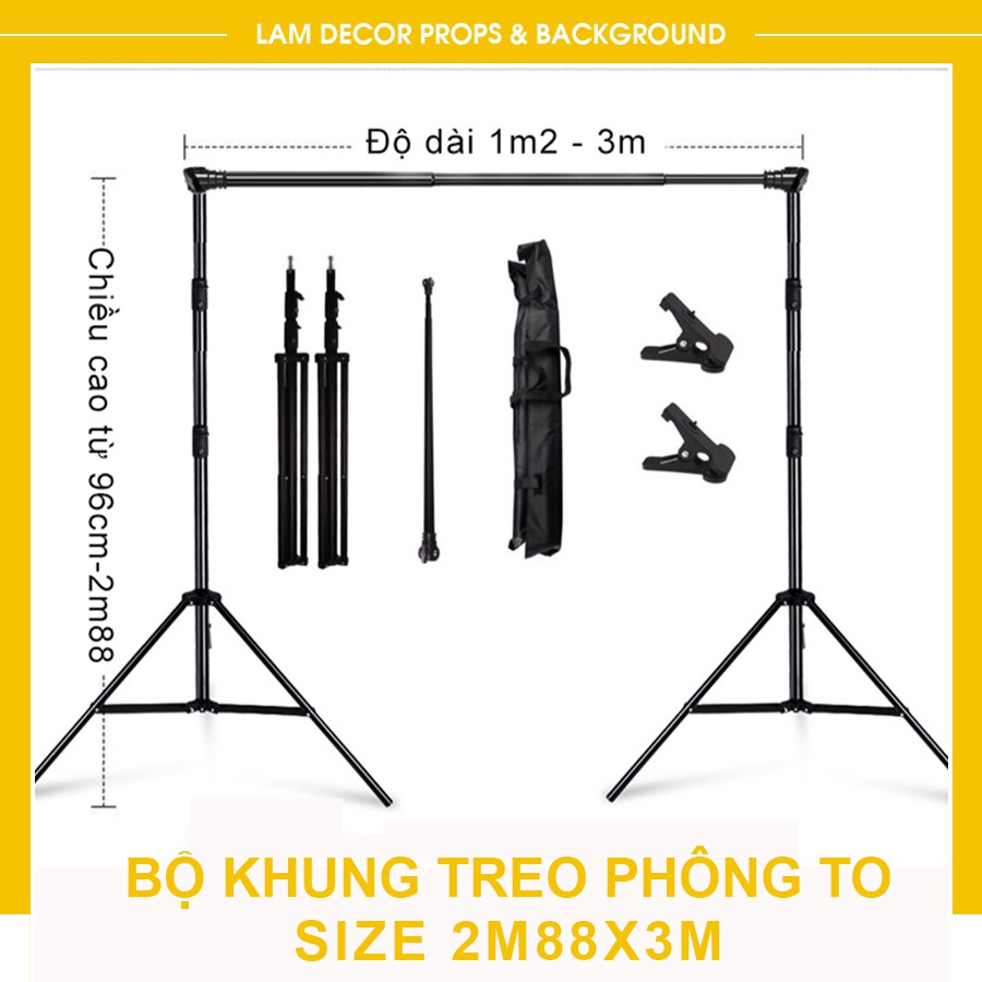 Khung treo phông nền chụp ảnh chữ U cao 2m88x3m