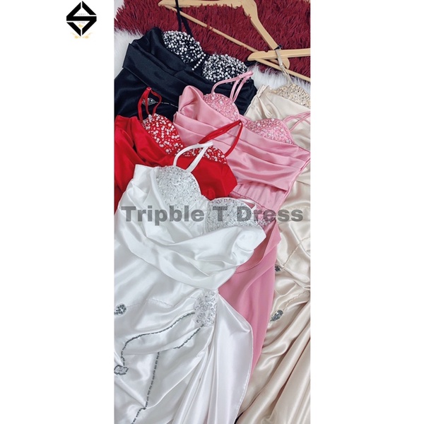 Đầm body 2 dây dự tiệc lệch tà siêu xinh TRIPBLE T DRESS - size M/L- MS187Y