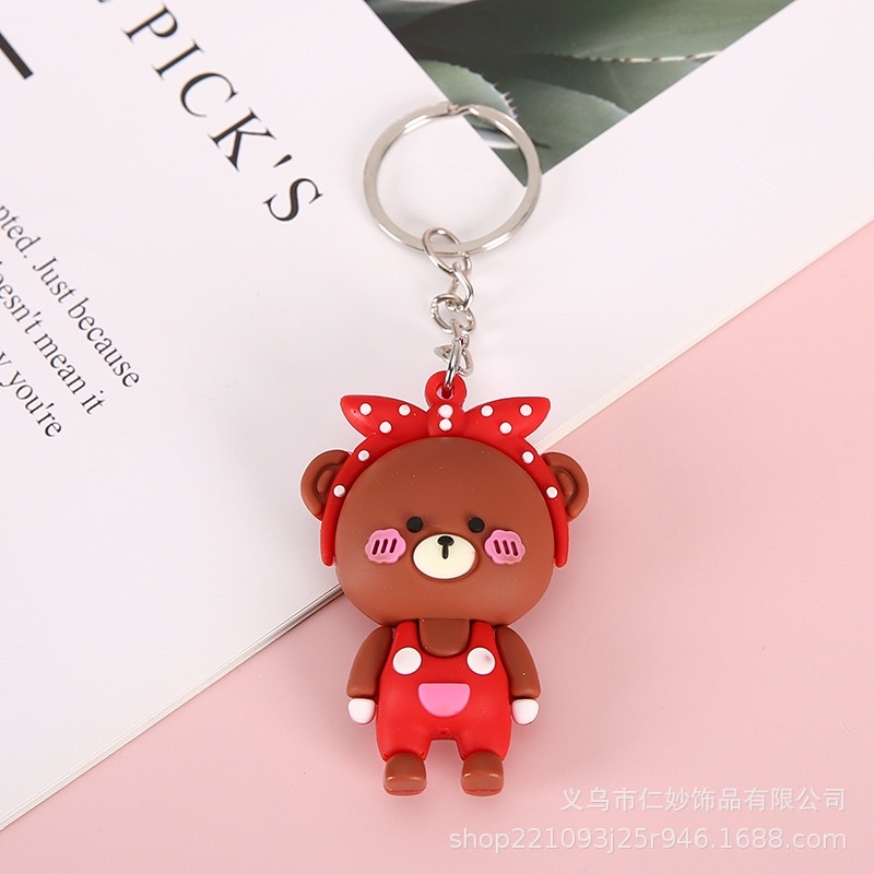 Móc Khóa Chú Gấu đeo nơ cute, dễ thương cài vào Balo, chìa khóa xe máy, cặp sách