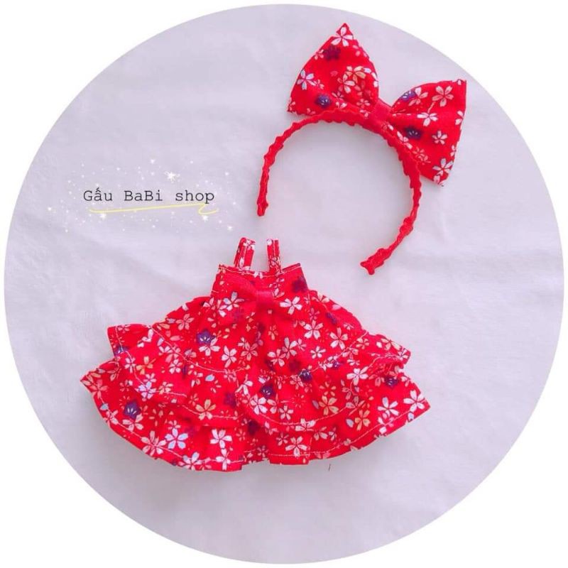 Set đầm tặng cài tóc cho búp bê baboliy, size 1/8, 5inch, ob11, ddf, blythe, animator
