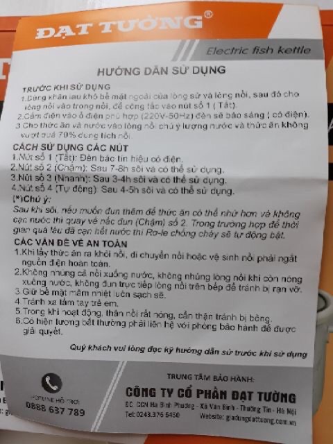 NỒI NẤU CHÁO CHẬM ĐẠT TƯỜNG&amp; HI.TECH