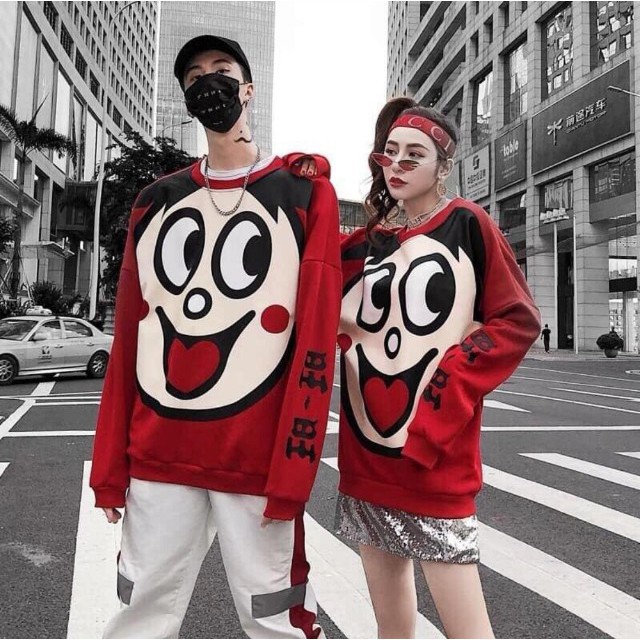 Áo nỉ bông sweater nam nữ đồ đôi teen hình mặt cười đáng yêu cute form rộng bigsize thu đông đẹp giá rẻ chất đẹp