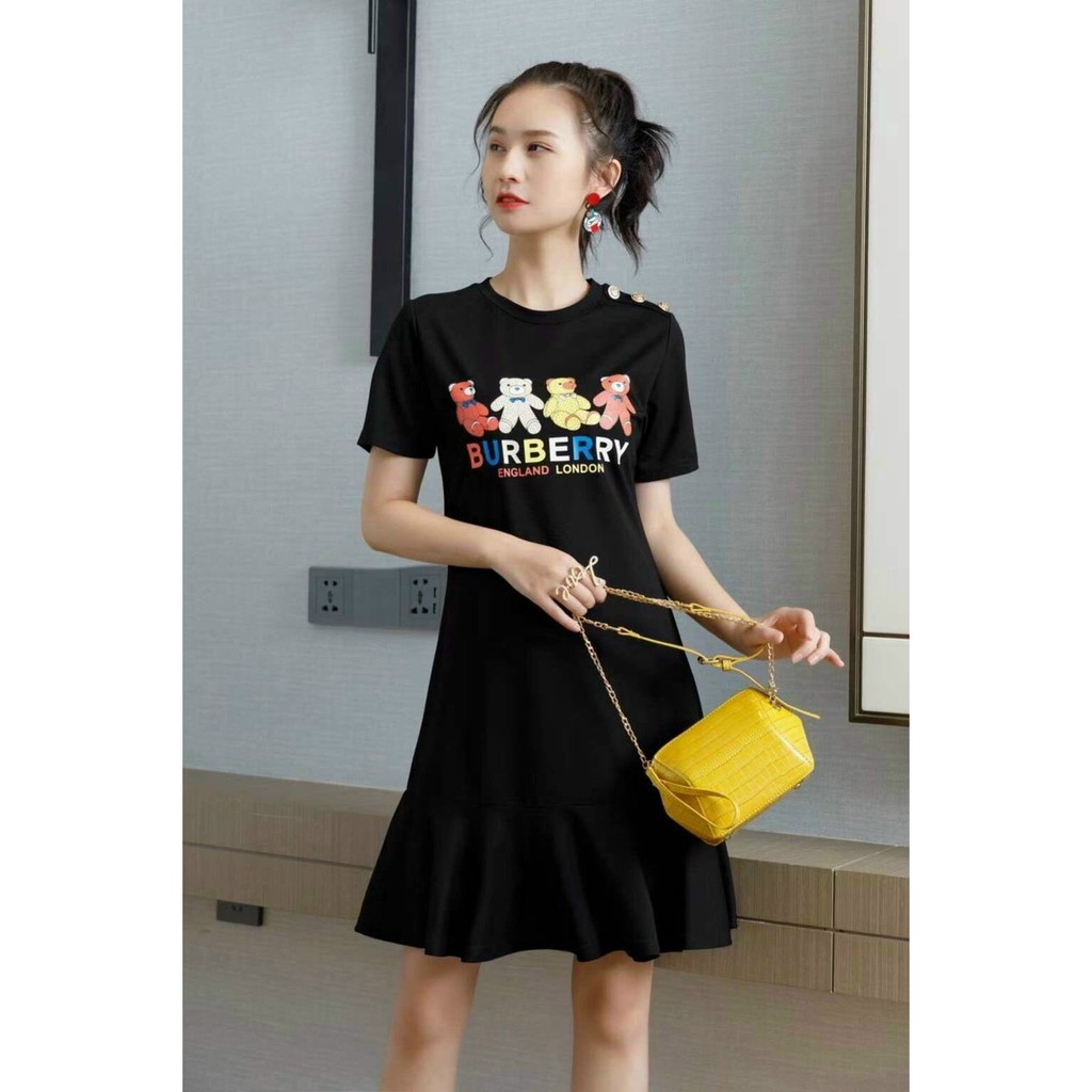 HÀNG QC - ĐẦM SUÔNG THUN ĐUÔI CÁ HỌA TIẾT GẤU SIÊU CUTE - ZCT136365