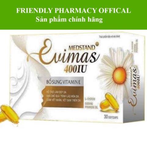 MEDSTAND EVIMAS 400IU – Bổ sung vitamin E, hỗ trợ làm chậm quá trình lão hoá da, giảm nám da, sạm da, làm đẹp da (30V)