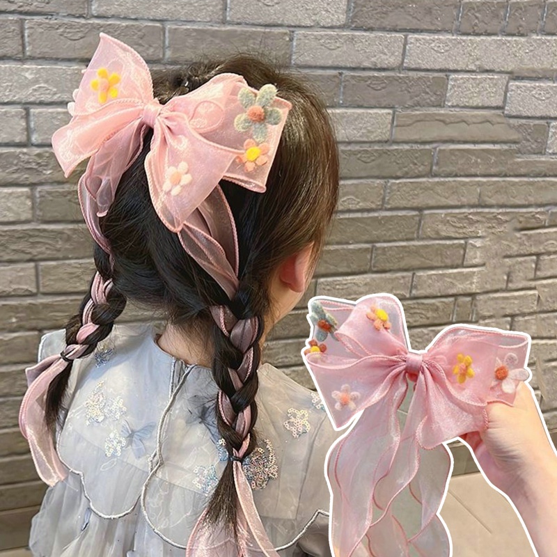 Kẹp Tóc Nơ Đính Ngọc Trai Đáng Yêu Cho Bé Gái