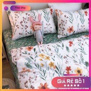 [Chi tiết] Chăn Ga Gối Cotton Living "Lá Hoa Mùa Hạ" 4 món