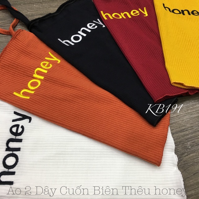 Áo 2 Dây Cuốn Biên Thêu honey - Form Croptop - AD03