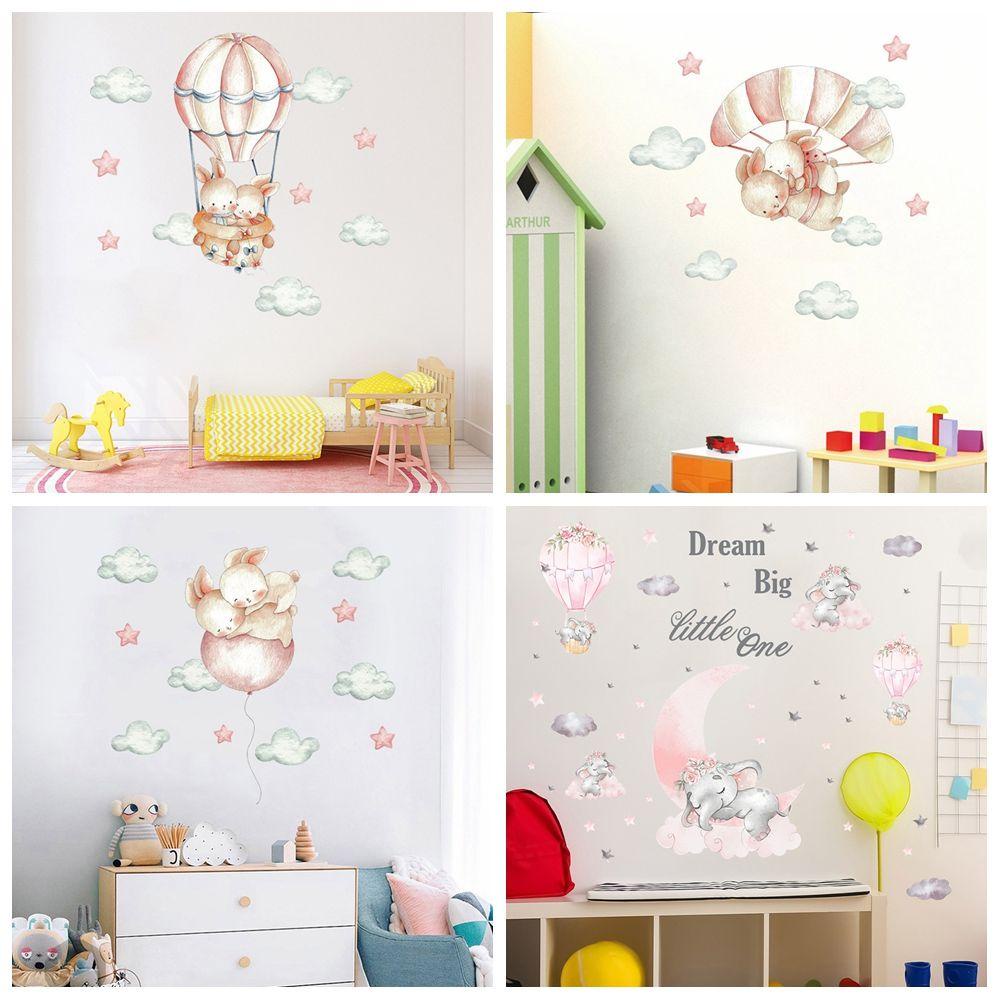 WATTLE Miếng Dán Tường Hình Trăng Sao Đám Mây Hoạt Hình Trang Trí Nhà Cửa