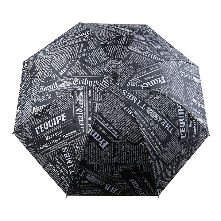 Ô dù chống tia UV 3 lớp che mưa nắng 8 nan kép chắc chắn nhỏ gọn họa tiết retro giấy báo Hàn Quốc  youngcityshop 30.000
