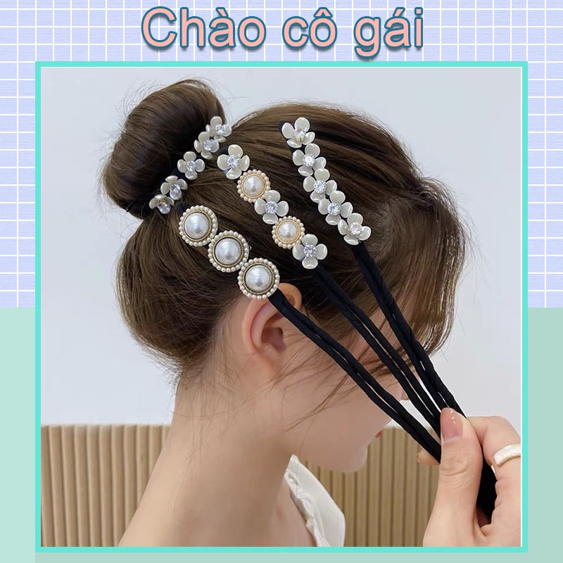 Kẹp tóc kiểu cánh hoa đính ngọc trai giả phong cách Hàn Quốc thời trang