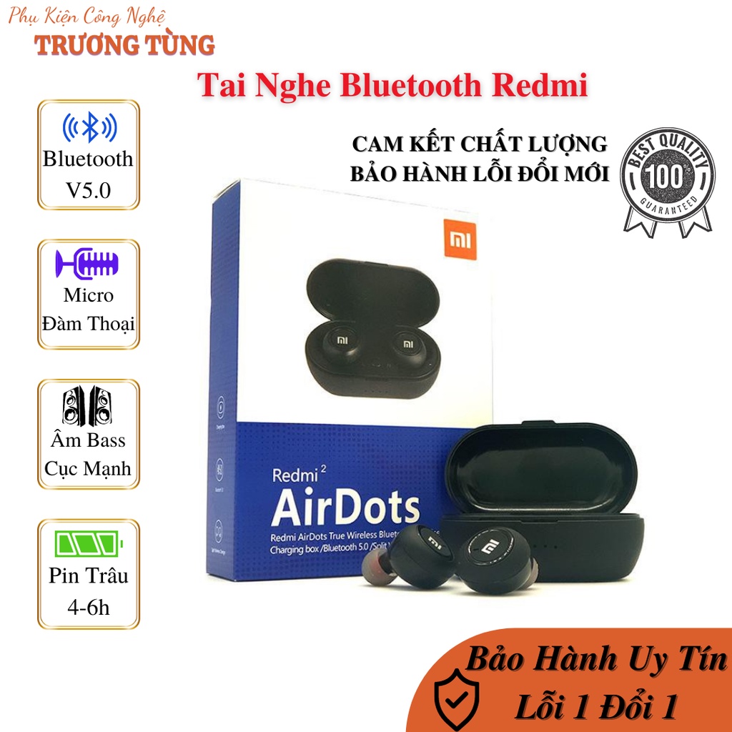 Tai nghe bluetooth không dây Redmi 2 airdots - chống ồn có micro đàm thoại - bass mạnh treble ấm