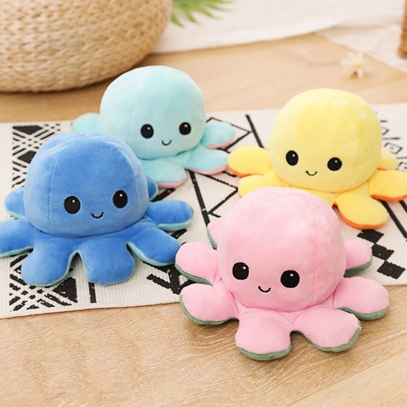 Flip Octopus Doll Small Octopus Same Style Plush Toy Doll Double Line Flip Happy and Angry Cute