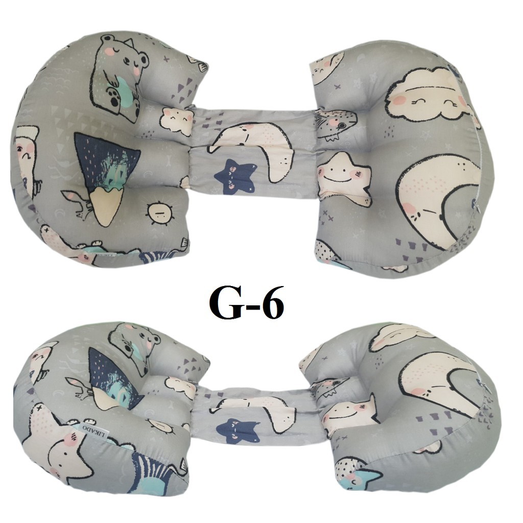 [LIKADO] Gối cho bà bầu, kích thước (70x22x40cm), vải 100% cotton, ruột bông nhân tạo (mẫu GẤU XÁM)