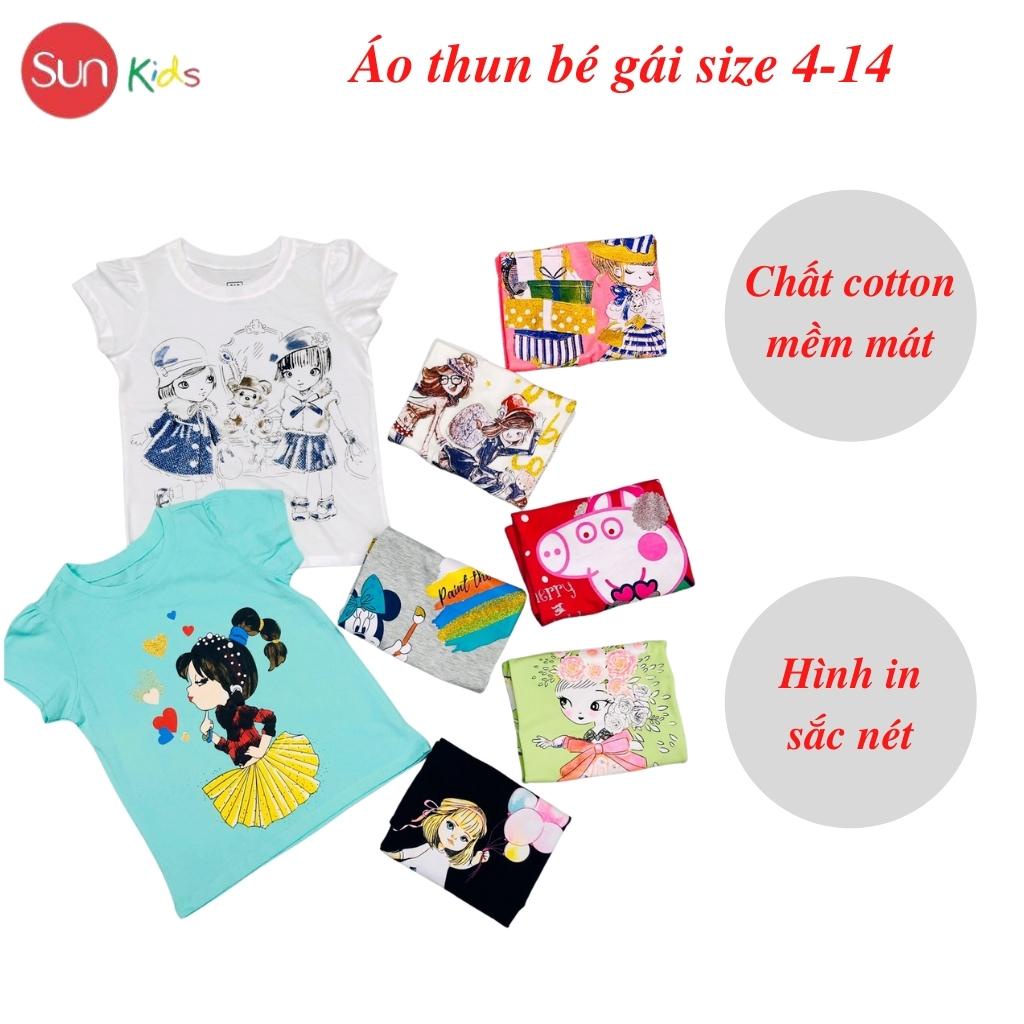 Áo thun cho bé gái, áo phông bé gái chất cotton mềm mát, size 4 - 14 tuổi - SUNKIDS