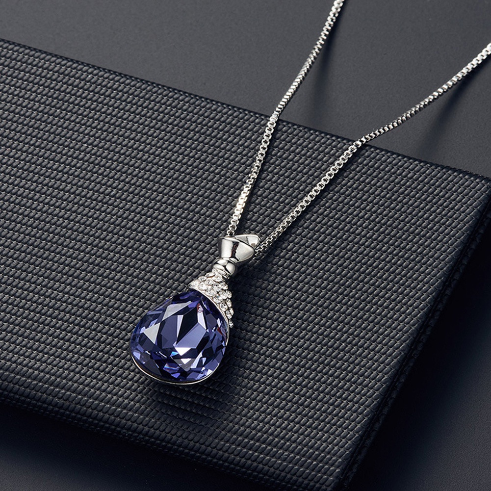 Bộ Vòng cổ + Bông Tai Đính Đá Hình Giọt Nước Cho Nữ