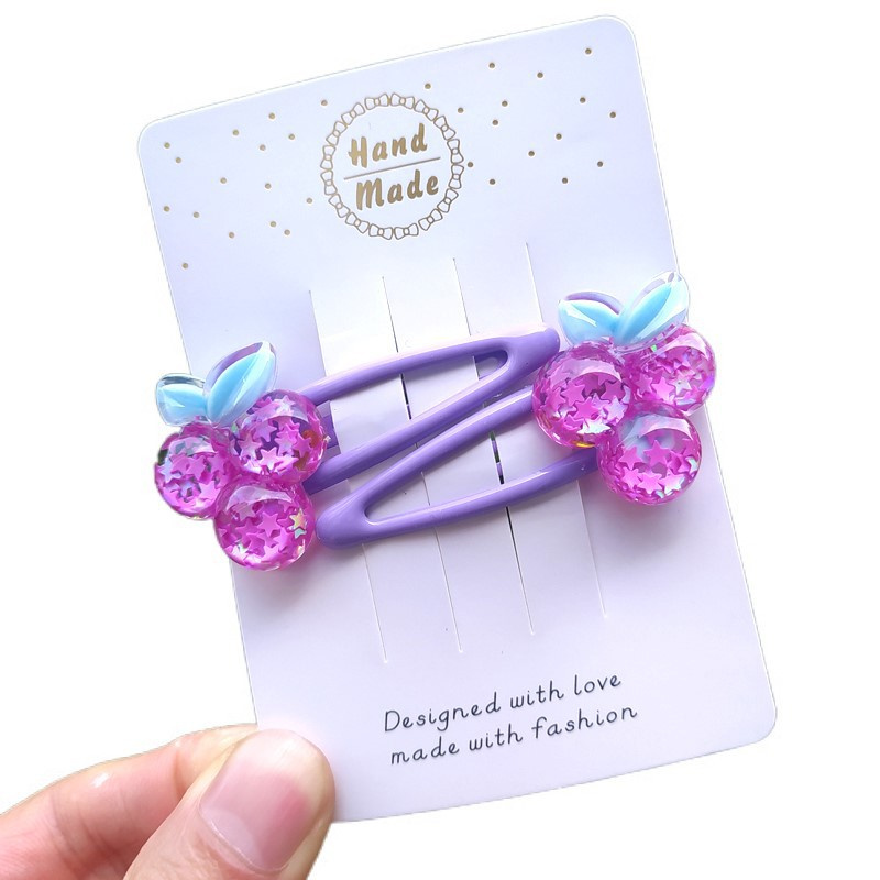 Set 2 Kẹp Tóc Hình Hoa / Cherry Dễ Thương Cho Bé Gái