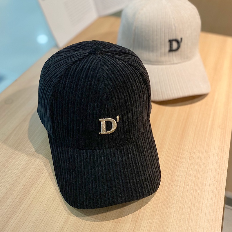 Mũ Lưỡi Trai Vải Nhung Thêu Chữ D Phong Cách Hàn Quốc Thời Trang Mùa Thu