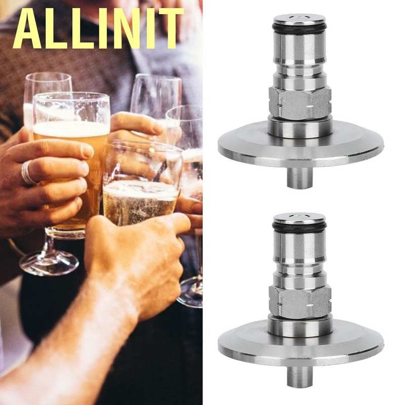 Allinit 2Pcs 304 Stainless Steel Homebrew Keg 1.5in Tri‑Clamp to Ball Lock Post Adapter Brewing Fitting