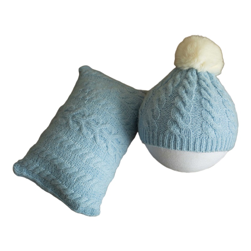 Bộ Gối Và Mũ Đan Len Dùng Làm Đạo Cụ Chụp Ảnh Cho Bé Sơ Sinh