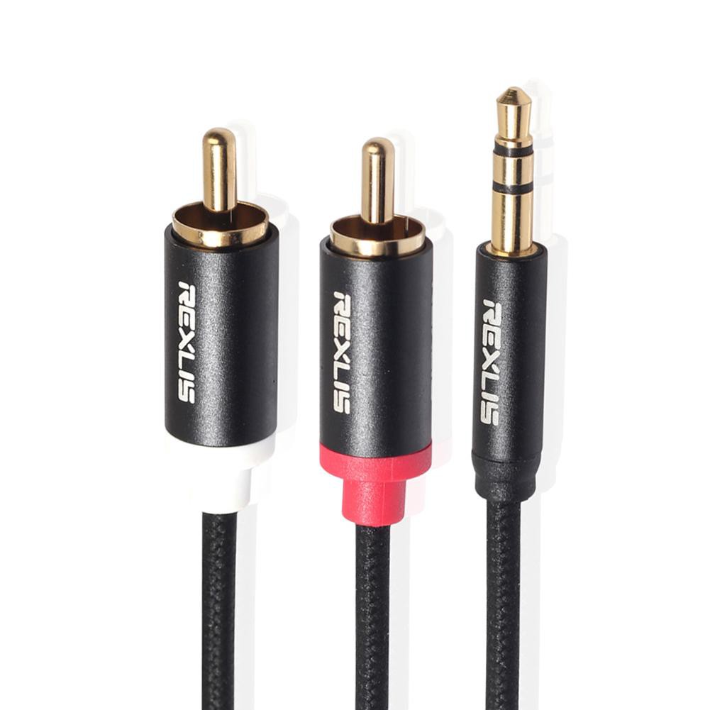 Cáp REDKEE gắn loa tại rạp hát bằng dây bện AUX chuyển đổi từ jack cắm 3.5mm sang 2 RCA