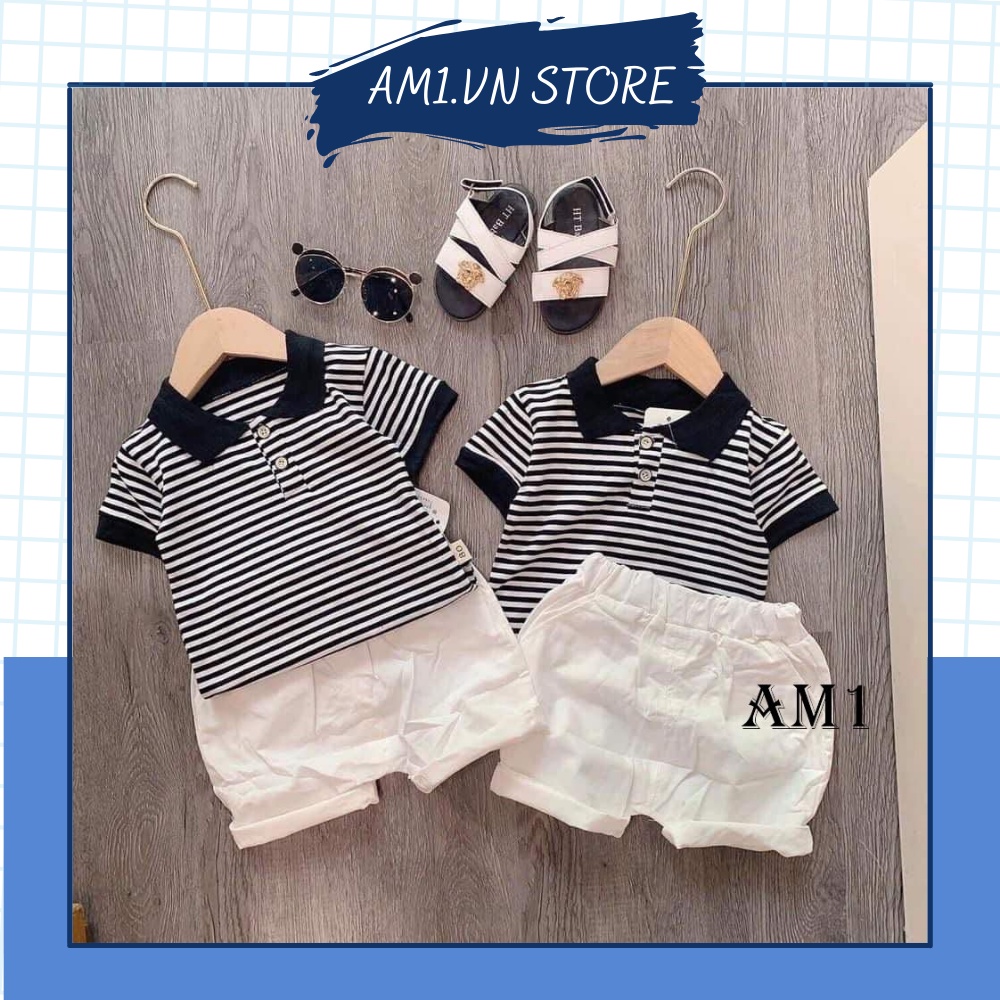 (8-35kg) Set áo kẻ quần trắng cho bé trai TTR31 TTN32 TTR202