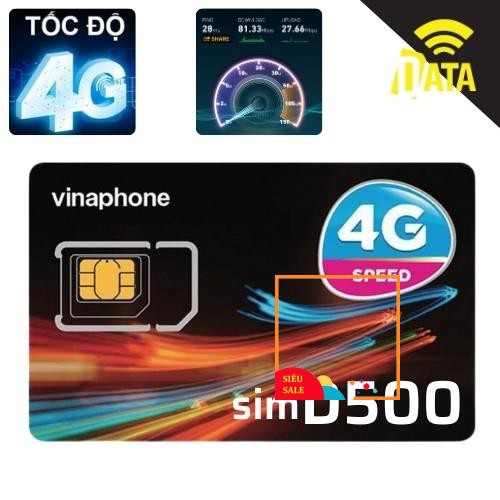 SIM4G D500 Vinaphone ( Miễn phí 1 năm vào mạng 4G Tốc Độ Cao ) Có Video kèm test Tốc Độ Cao , Bảo Hành 12 Tháng