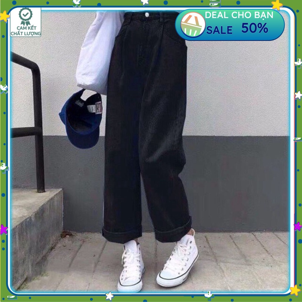 Quần jean nam nữ baggy ống suông rộng dáng đứng,Quần bò nữ ống rộng chất bò siêu xịn
