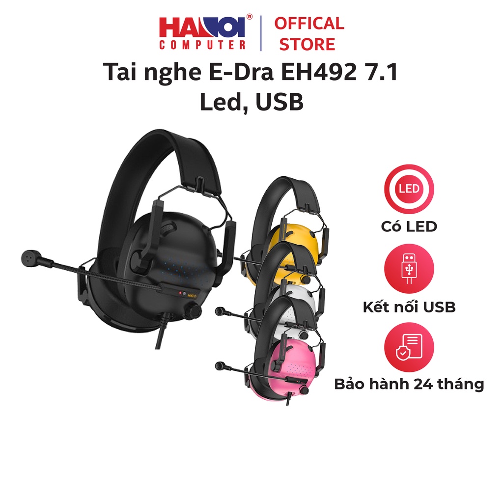 Tai nghe E-Dra EH492 (7.1, USB) chắc chắn, bền bỉ, thiết kế dựa theo tai nghe của phi công máy bay