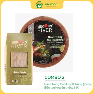Combo 2 - bún tươi truyền thống 300g và bánh tráng gạo huyết rồng 22cm mekong river
