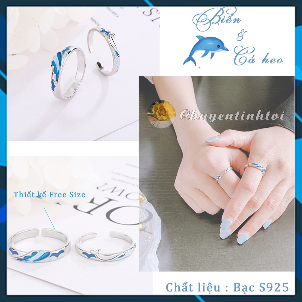 Nhẫn Bạc Đôi, Biển và Cá heo - Nhẫn Cặp Tình Yêu, Minh Chứng Cho Đôi Lứa.