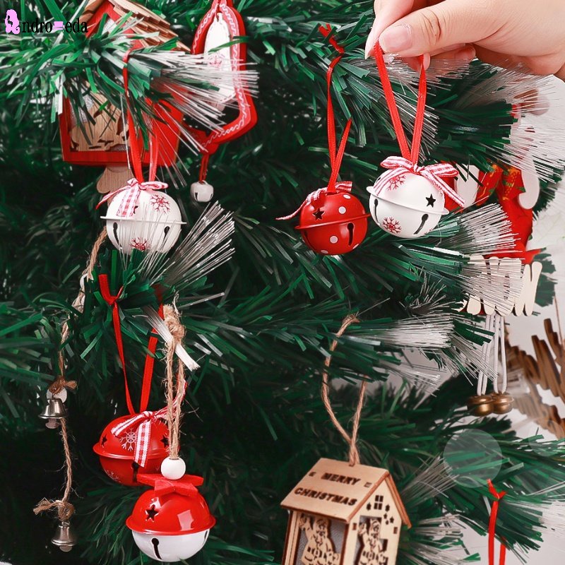 Set 12 Chuông Kim Loại Kèm Nơ Trang Trí Cây Thông Giáng Sinh / Năm Mới