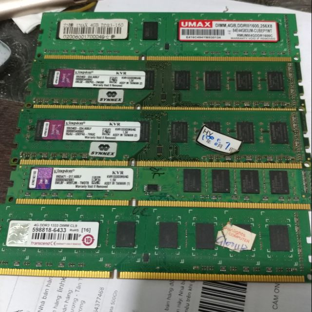 Ram ddr3 ddr3L 4gb bus 1333 1600 bóc máy đồng bộ