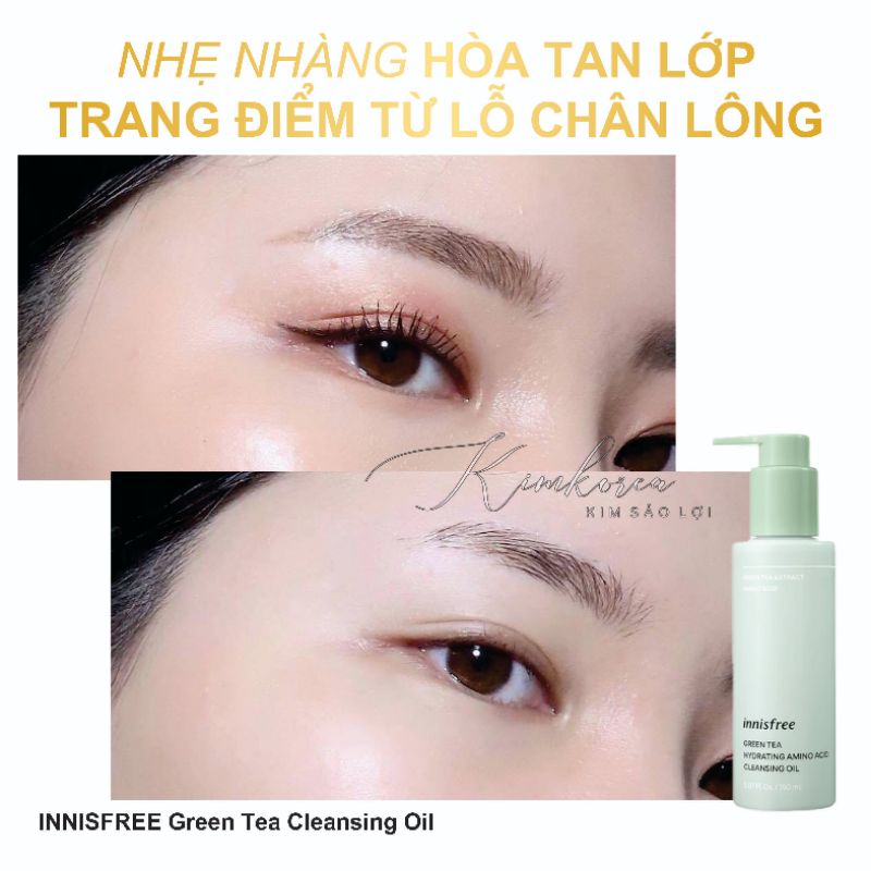 Dầu tẩy trang trà xanh làm sạch sâu mềm mịn dùng cho cả mắt môi Innisfree balancing (kèm bill Hàn)