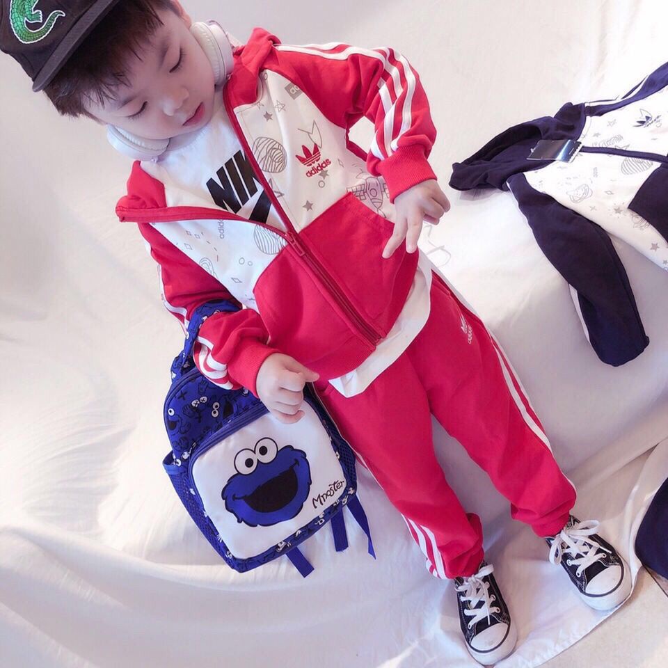 Không Có Nhãn Hiệu Trên Quần Áo1 Set Đồ Thể Thao 2 Món Áo Khoác Tay Dài Phối Quần Dài Thời Trang Dành Cho Bé Trai